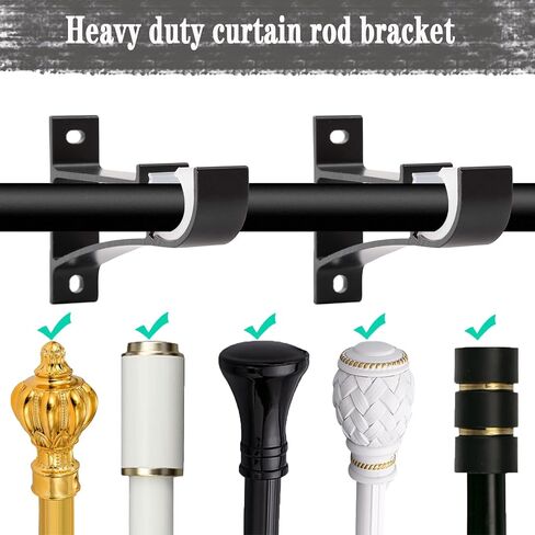 24 Pack Curtain Rod Bracket, Heavy Duty Holders, Black Rod Hooks for Wall, Support Brackets for 1 Inch Drape Poles in Saudi Arabia