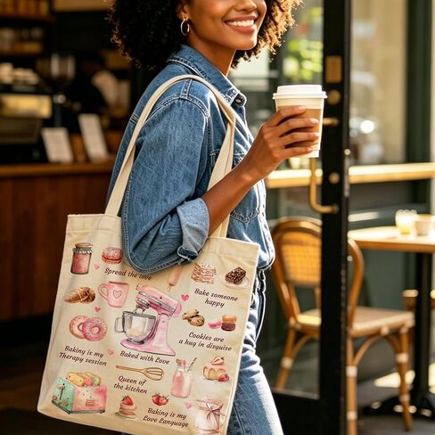 Baking Tote Bag, Gifts for a Baker, Baking Is My Love Language, Double-Sided Print, Inner Pocket in Kuwait