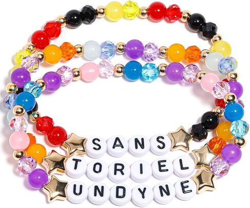 AICase لهدايا Undertale Merch أساور مستوحاة من 3 قطع قابلة للتكديس ومطاطة مطرزة أساور الصداقة قميص قطيفة من الفينيل ملصق هدايا للبضائع لمحبي النساء وأعياد الميلاد وعيد الميلاد in Kuwait