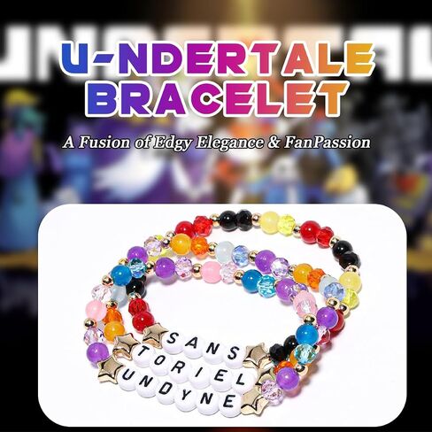 AICase لهدايا Undertale Merch أساور مستوحاة من 3 قطع قابلة للتكديس ومطاطة مطرزة أساور الصداقة قميص قطيفة من الفينيل ملصق هدايا للبضائع لمحبي النساء وأعياد الميلاد وعيد الميلاد in Kuwait