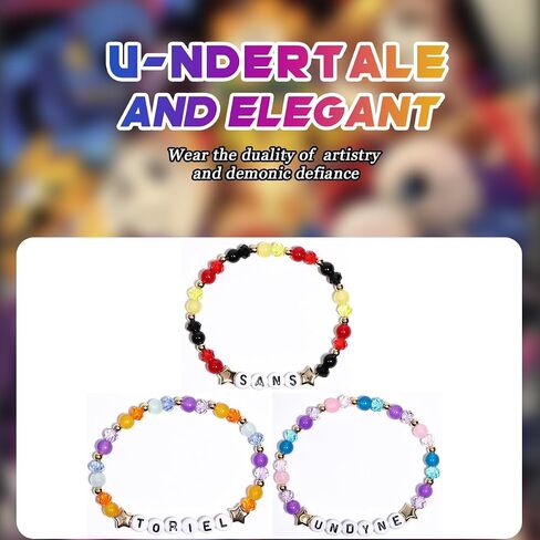 AICase لهدايا Undertale Merch أساور مستوحاة من 3 قطع قابلة للتكديس ومطاطة مطرزة أساور الصداقة قميص قطيفة من الفينيل ملصق هدايا للبضائع لمحبي النساء وأعياد الميلاد وعيد الميلاد in Kuwait