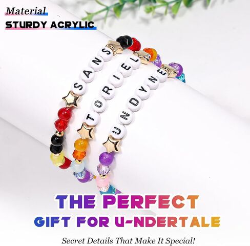 AICase لهدايا Undertale Merch أساور مستوحاة من 3 قطع قابلة للتكديس ومطاطة مطرزة أساور الصداقة قميص قطيفة من الفينيل ملصق هدايا للبضائع لمحبي النساء وأعياد الميلاد وعيد الميلاد in Kuwait