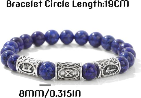 Viking Rune Flash Stone Bracelet - Norse Amulet for Growth, Friendship, Self-Discovery & Protection - Unisex Spiritual Jewelry in Saudi Arabia