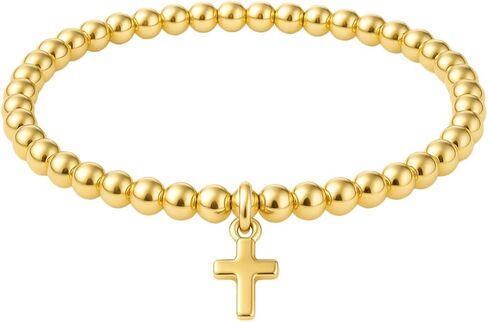 Glowave Cross Bracelet for Women, Adjustable Moonstone Gold Plated Copper Catholic Bracelet with Virgin Mary Medal, Rosary Style in Saudi Arabia