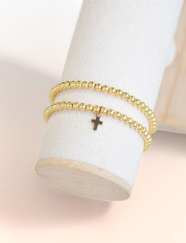Glowave Cross Bracelet for Women, Adjustable Moonstone Gold Plated Copper Catholic Bracelet with Virgin Mary Medal, Rosary Style in Saudi Arabia