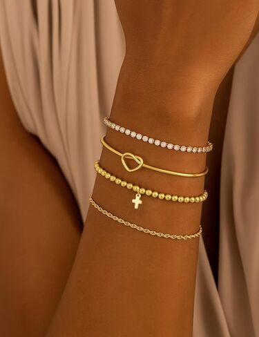 Glowave Cross Bracelet for Women, Adjustable Moonstone Gold Plated Copper Catholic Bracelet with Virgin Mary Medal, Rosary Style in Saudi Arabia