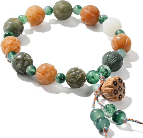 Lotus Bodhi Bracelet Green Sandalwood Bead Bracelet Handmade Gift for Meditation or Yoga in Kuwait