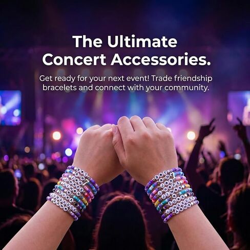 9Pcs Korea Pop Merchandise Inspired Stretch Bracelets Set with Letter Beads, Music Fan Jewelry Stack for Women Teen Girls with Black Gift Box in Saudi Arabia