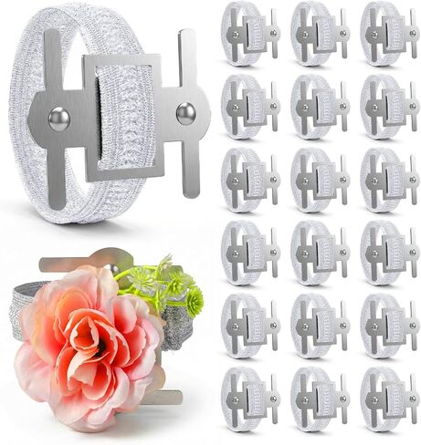 18PCS Silver Corsage Wristlet Band, Elastic Wrist Corsage Bracelets for Women, DIY Prom Flower Supplies Kit, Bridesmaid Accessories for Wedding Party in Saudi Arabia