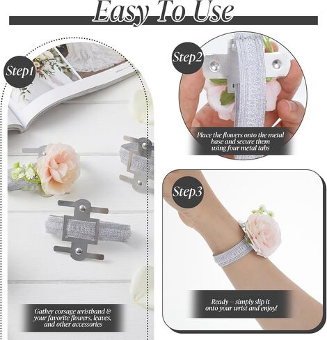 18PCS Silver Corsage Wristlet Band, Elastic Wrist Corsage Bracelets for Women, DIY Prom Flower Supplies Kit, Bridesmaid Accessories for Wedding Party in Saudi Arabia