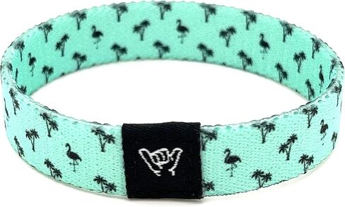 Hang Loose Bands - Coastal Surfer Beach Bracelet for Men, Women & Teens - Comfy Summer - Boho Reversible Wristband- Friendship Bracelets- Preppy Flamingo| Extra Small: 5.5" length (for petites & kids) in Saudi Arabia