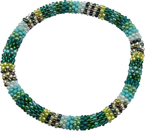 Set of 2 Handmade Beaded Nepal Boho Glass Seed Bead Crochet Bracelets Bangle | Boho Hippie Roll-On crochet bracelet| Women Fashion Jewelry Accessories Gift for Women in Saudi Arabia