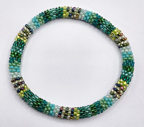 Set of 2 Handmade Beaded Nepal Boho Glass Seed Bead Crochet Bracelets Bangle | Boho Hippie Roll-On crochet bracelet| Women Fashion Jewelry Accessories Gift for Women in Saudi Arabia