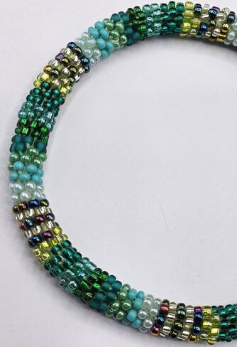 Set of 2 Handmade Beaded Nepal Boho Glass Seed Bead Crochet Bracelets Bangle | Boho Hippie Roll-On crochet bracelet| Women Fashion Jewelry Accessories Gift for Women in Saudi Arabia