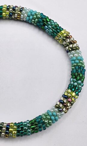 Set of 2 Handmade Beaded Nepal Boho Glass Seed Bead Crochet Bracelets Bangle | Boho Hippie Roll-On crochet bracelet| Women Fashion Jewelry Accessories Gift for Women in Saudi Arabia