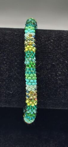 Set of 2 Handmade Beaded Nepal Boho Glass Seed Bead Crochet Bracelets Bangle | Boho Hippie Roll-On crochet bracelet| Women Fashion Jewelry Accessories Gift for Women in Saudi Arabia