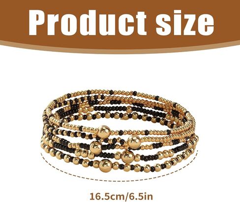 Dainty Gold Beaded Stackable Bracelets for Women, Handmade Beaded Multilayer Stretch Boho Stack Bracelets Fashion Jewelry Accessories for Friendship in Kuwait
