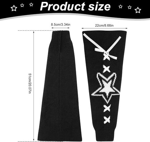 3 Pairs Star Lace Up Flared Leg Warmers for Women Kawaii Leg Warmer Japanese Socks Goth Emo Gyaru Accessories in Kuwait