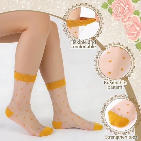 10 Pairs Women Sheer Ankle Sock Cute Ultrathin Transparent Mesh Dot See Through Summer Socks - Thin Fashion in Kuwait