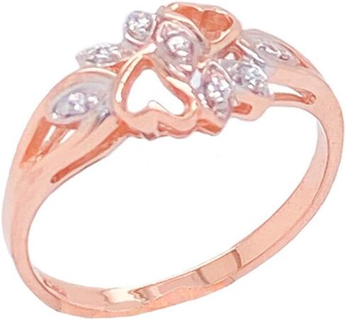 Certified 14k Gold Diamond Accent Double Heart Ring in Saudi Arabia