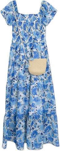 Speechless Girls Flutter Sleeve Chiffon Maxi Tiered Dress in Kuwait
