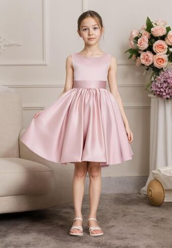 Flower Girls Special Occasion Dresses Wedding Party Girls Princess Dress Short Satin Formal Ball Gowns in Saudi Arabia