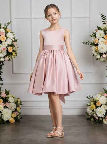 Flower Girls Special Occasion Dresses Wedding Party Girls Princess Dress Short Satin Formal Ball Gowns in Saudi Arabia