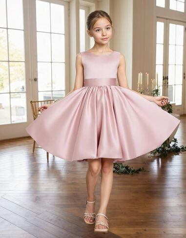 Flower Girls Special Occasion Dresses Wedding Party Girls Princess Dress Short Satin Formal Ball Gowns in Saudi Arabia