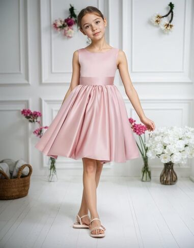 Flower Girls Special Occasion Dresses Wedding Party Girls Princess Dress Short Satin Formal Ball Gowns in Saudi Arabia