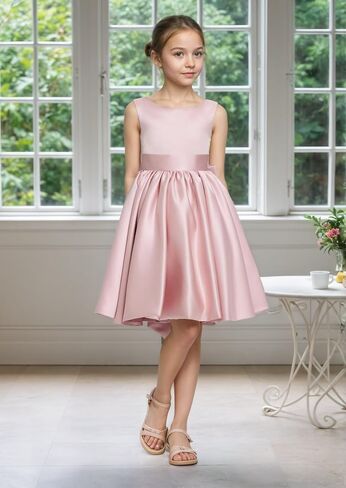 Flower Girls Special Occasion Dresses Wedding Party Girls Princess Dress Short Satin Formal Ball Gowns in Saudi Arabia