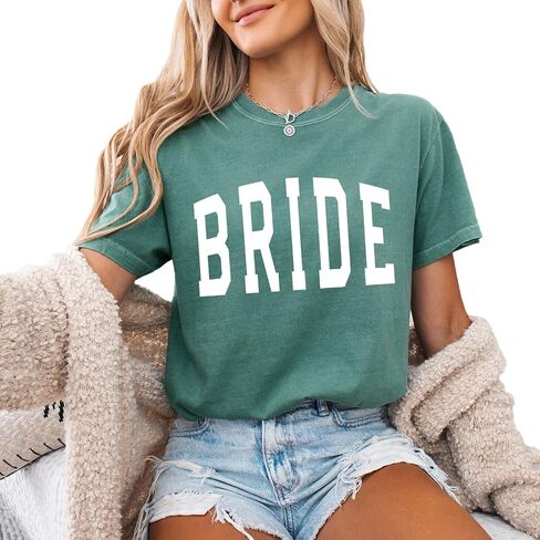 Bride Shirt Women Engaged Bridal Shower Tee Bridesmaid Squad T-Shirt Bachelorette Wedding Party Tops in Saudi Arabia