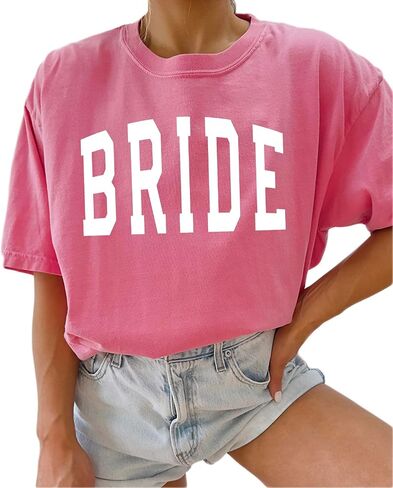 Bride Shirt Women Engaged Bridal Shower Tee Bridesmaid Squad T-Shirt Bachelorette Wedding Party Tops in Saudi Arabia
