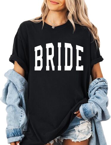 Bride Shirt Women Engaged Bridal Shower Tee Bridesmaid Squad T-Shirt Bachelorette Wedding Party Tops in Saudi Arabia