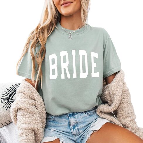 Bride Shirt Women Engaged Bridal Shower Tee Bridesmaid Squad T-Shirt Bachelorette Wedding Party Tops in Saudi Arabia