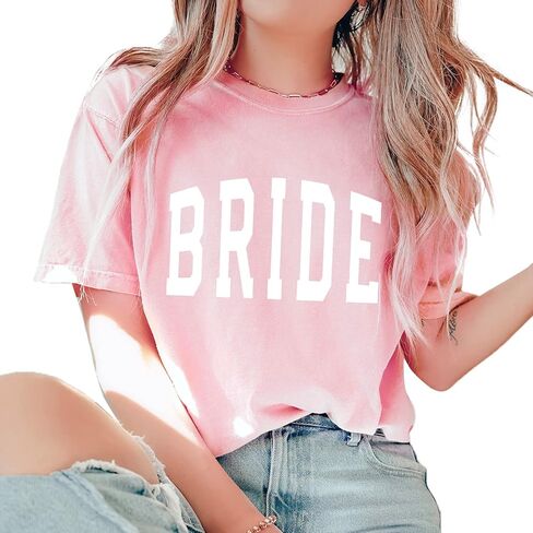 Bride Shirt Women Engaged Bridal Shower Tee Bridesmaid Squad T-Shirt Bachelorette Wedding Party Tops in Saudi Arabia