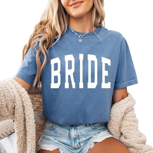 Bride Shirt Women Engaged Bridal Shower Tee Bridesmaid Squad T-Shirt Bachelorette Wedding Party Tops in Saudi Arabia