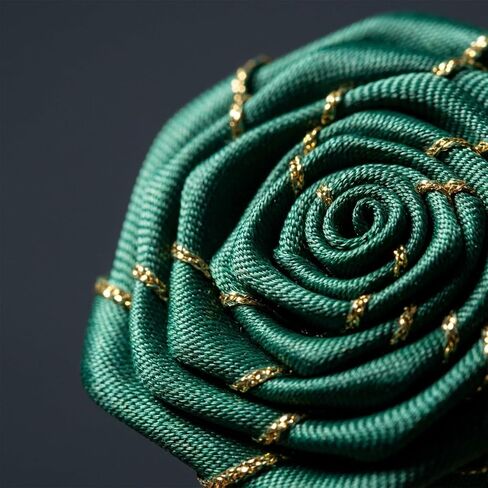 Rose Brooch Pin Cloth Rose Flower with Gold Leaf Brooch, Lapel Pin for Men Wedding Accessories/Suit Tuxedo Corsage in Saudi Arabia