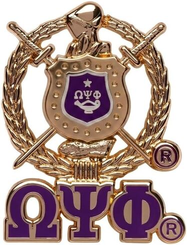 Omega Psi Phi 3D Gold Shield with Letters Pin in Saudi Arabia