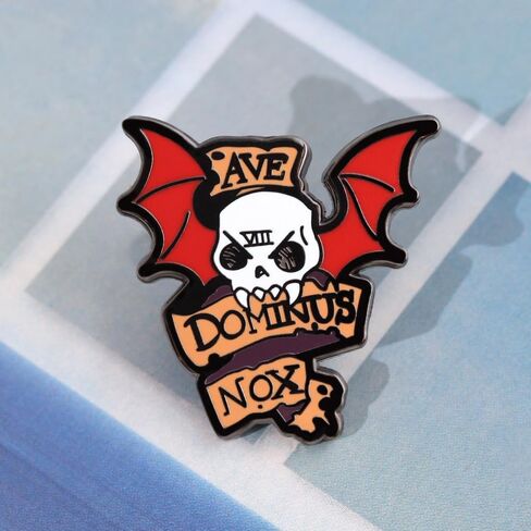 Warhammer 40K Lord of the Night Skull & Bat Brooch, Long Live the Night Lord Metal Pin Badge with Pin and Clasp Fastening in Saudi Arabia