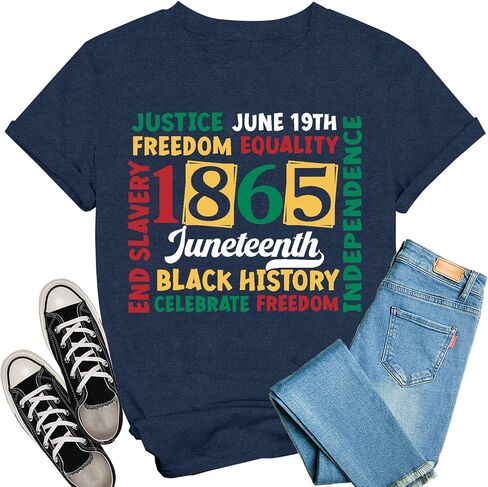 Oxyral Juneteenth Shirts for Women Juneteenth T-Shirt Celebrate Freedom Equality Justice June 19th Casual Tee in Saudi Arabia