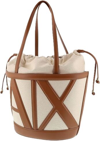 Armani Exchange Women's Marisol Canvas Shopping Bag, Natural / Saline Clay, One Size in Kuwait