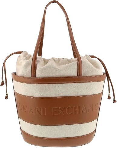 Armani Exchange Women's Marisol Canvas Shopping Bag, Natural / Saline Clay, One Size in Kuwait