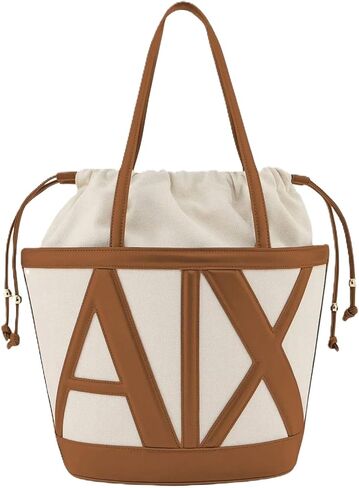 Armani Exchange Women's Marisol Canvas Shopping Bag, Natural / Saline Clay, One Size in Kuwait