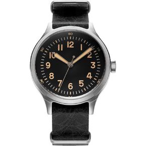 PRAESIDUS A-2 Origin Field Military Watch for Men – 40mm Stainless Steel Case, Black Fabric or Classic Leather Strap, Military Watch, Swiss Quartz Movement, Luminova Dial, Water Resistant 5ATM, Assembled in USA in Saudi Arabia