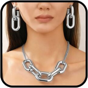 CCB Jewelry Sets For Women, Gold Silver Cuban Link Western Chunky Vintage Pendant Necklace Stack Trendy Adjustable Dainty Non Tarnish Cowgirl Hypoallergenic Earrings Jewelry Sets For Women in Kuwait