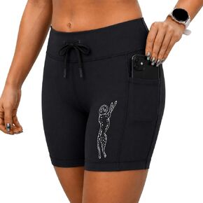 Sprints Womens Flexion 5" Compression Shorts with Pockets, Drawcord & Silicone Lined Hem (US, Alpha, Medium, Regular, Regular, Stealth Black) in Saudi Arabia