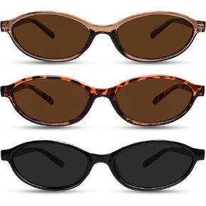 90s Retro Oval Sunglasses for Women 3-Pack Lightweight Fashion Sun Glasses Trendy Narrow Sunnies UV400 Protection in Saudi Arabia