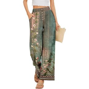 Palazzo Pants for Women Dressy High Waisted Wide Leg Summer Beach Vacation Flowy Pants Boho Lounge Casual Trousers in Kuwait
