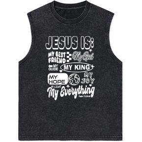 Men's Christian Graphic Tank Tops Sleeveless Muscle Shirts Retro Streetwear Y2K Oversized Jesus Bible Verse Tee in Saudi Arabia