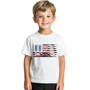 Boys 4th of July Shirt Patriotic Shirts for Kids Girls Toddler American Flag Tee USA Cotton Short Sleeve 2-8T in Saudi Arabia